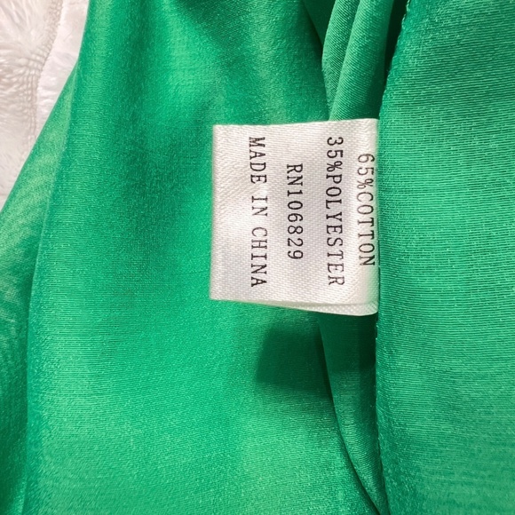 # A058  Nancy New York  Puff Sleeve Tiered Mini Dress  Green   Small  NWT - Picture 5 of 9